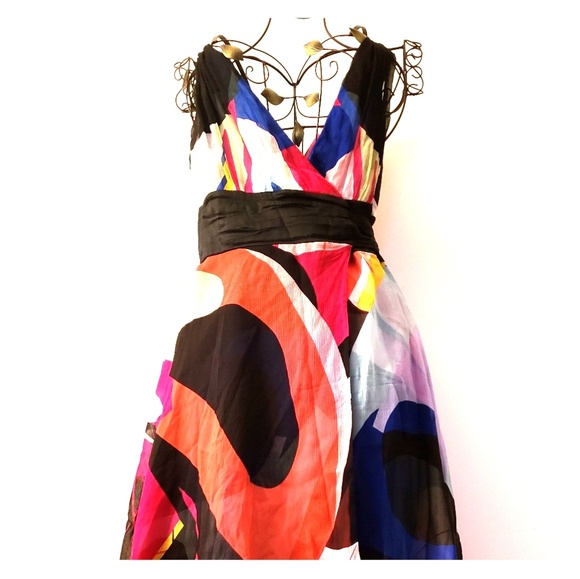 colourful wrap dress